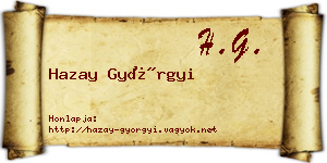 Hazay Györgyi névjegykártya